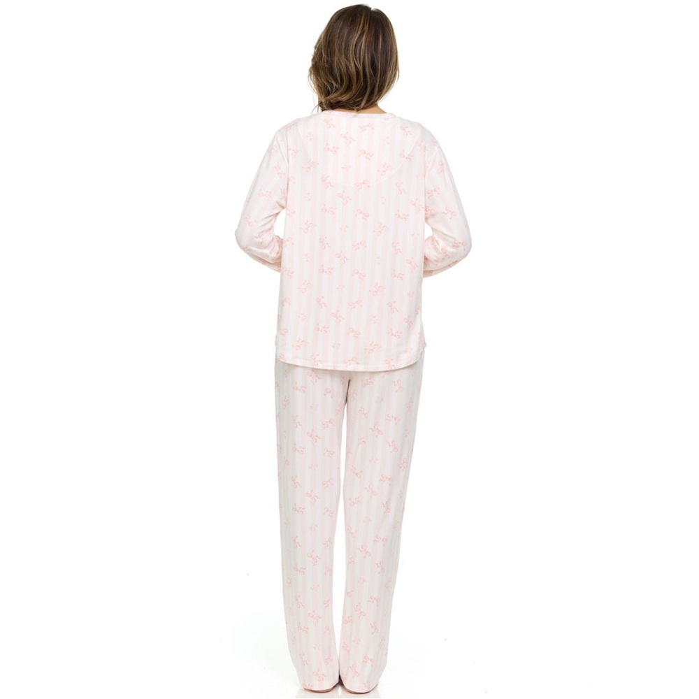 NWT Flora Nikrooz 2-Piece Pink Bows Pajama Set - Picture 4 of 15